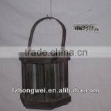 Hongwei Handmade Antique&Primitive Wooden Lantern/Candle Lantern/Candle Holder With Hemp Rope Handle for Home&Garden Decor thumbnail-1