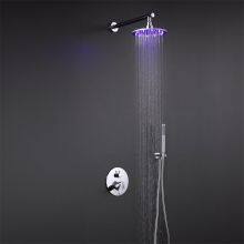 Shower Set With 12inch Round Shower Head Showr Arm 304 Stainless Steel LED Showerhead thumbnail-1