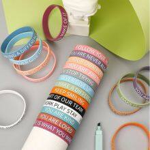 Hot Sale Colorfully Never Give up Printed Silicone Wristbands thumbnail-2