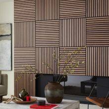 Modern Soundproof Acoustic Wall Panels MDF Wood Slatted 90% Noise Reduction Eco-Friendly SSize 600x600mm thumbnail-2