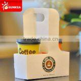 White Paper Board Coffee Cup Carrier With Handle thumbnail-2