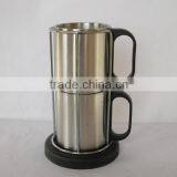 8 oz 2 in 1 Stainless Steel Coffee Mug Set with stand / Stackable Stainless Steel Coffee Mug