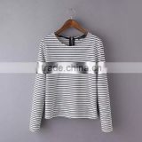wholesale clothing striped zipped back top