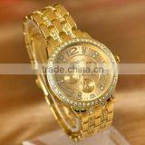 Geneva Watch With Crystall Popular Jelly Silicone Quartz Lady Golden Crystal Geneva Watch Stainless Steel Chronograph Watch thumbnail-1