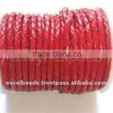 Round Bolo Red Leather Cords