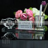 Optic Crystal Clock And Pen Holder Office Stationery Set