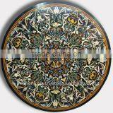 Round Black Marble Inlay Table Tops