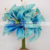 PU baby blue 6 heads lily bouquet, lily bush, lily flower