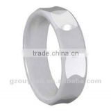 2012 Ceramic Rings Design, Hot Sell Men and Women White Faceted Ceramic Wedding Band Ring