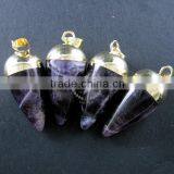 15x30mm Water Drop Shape Gold Plated Purple Amethyst Power Stone Pendant Charm DIY Supplies 1850207 thumbnail-2