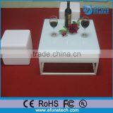 Decorative Rgb Color Glowing Light 3D Led Ottoman,plastic Illuminated Square Ottoman Coffee Table