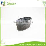 Bulk Decorative Black Oval Shape Planter Metal Flower Pot With Vertical Stripes thumbnail-4