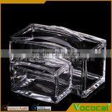 1 Set of 2 PCS Compartments Clear Acrylic Cotton Swabs Pads Cosmetics Storage Holder Organizer Box Container With Lid thumbnail-2