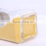 Set 4 Clear Square Empty Glass Storage Jars With Dot Metal Lid thumbnail-2