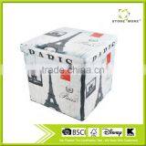 White Foldable Eiffel Tower Design Storage Cube/Ottoman/Foot Stool thumbnail-1