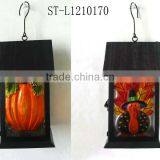 Stained Hanging Glass Storm Lantern for Halloween thumbnail-1