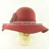 Bordeaux 100% Wool Ladies Wool Felt Hat With Flower Decoration thumbnail-3