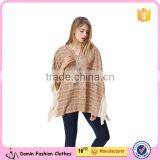 New Arrival Ladies Fashion Design Elegant Winter/Autumn Tan Colour Dolman/ Cape/Shawl Coat With Fringing and Beading for Women thumbnail-1