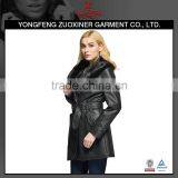 Washed pu Leather Coat With Big Fur Collar for Women's thumbnail-1