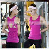 Wholesale Nylon Gym Wear Girls Compression Short Tops Black Women Running Top thumbnail-3