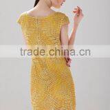 Grid Pattern Design Shinny Gold Metallic Effect Ladies Formal Slim Lace Fashion Dress SR-D9791 thumbnail-4