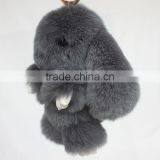 Myfur Dark Grey Cute Rabbit Fur Made Rabbit Bag Accessory Pendant thumbnail-4