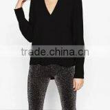 Runwaylover EY2376B Ladies 2017 Deep V-Neck Sexy Pure Color Blouse thumbnail-1