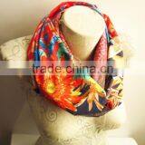 Floral Pattern Scarf , Orange Flower Scarf , Floral Colorful Scarf , thumbnail-2