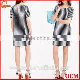 High Quality Short Sleeve Stripe Tee Dress Wholesale Shift Dresses Women thumbnail-1
