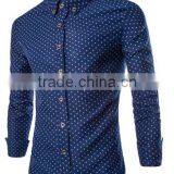 Latest Design Dark Blue Dots Mens Dress Shirts thumbnail-1