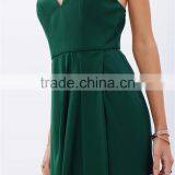 2016 Guangzhou Shandao Factory Summer Spaghetti Strap Backless Back Zipper Sexy Elegant Green Very Cheap Dresses thumbnail-4