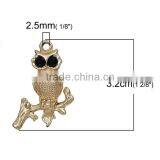 Halloween Owl Gold Plated Black Rhinestone Zinc Based Alloy Pendants thumbnail-2