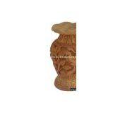 Hand Carved Wooden Vase Jungle Work India Fair Trade Art thumbnail-1
