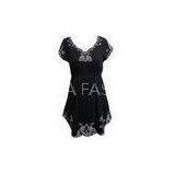 Black Embroidery Dress Casual Ladies Clothing V Neck Short Dresses thumbnail-1