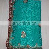 Ethnic Handmade Havey Stone WorkJacquard Silk Saree Sari thumbnail-5