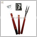 Outoddr BBQ Tools Set of 3pcs Stainless Steel Nice Wood Handle Bbq Tools Set of 3pcs Bbq Turner Bbq Fork thumbnail-1