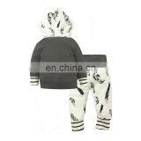 High Quality Infants& Toddlers Outfits Feather Print Hoodie And Trousers 2PCS Autumn Cotton Baby Boy Girl Set thumbnail-2