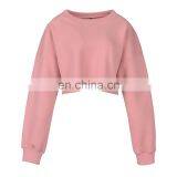 OEM Custom Logo 2020 Under Boob Raw Edge Womens Lantern Long Sleeve Blouse Pullover Crop Top thumbnail-2