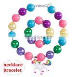 Girl Rainbow Necklace Bracelet Set Unicorn Charms Necklace 2pcs Jewelry Gift thumbnail-1