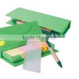Hardcover box cover sticky note memo set with ruler and pens