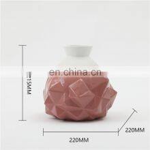 Modern Gradient Unique Diamond Shape Artificial Decoration Ceramic Flower Vase thumbnail-5