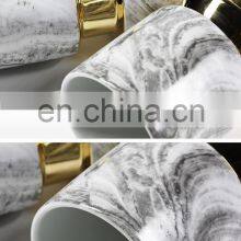 Ceramic Home Decorative Flower Marble Ceramic Vase With Golden Metal thumbnail-4