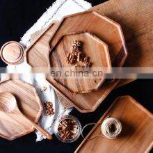 Wholesale Japanese Acacia Display Tray Coffee Table Nordic Luxury Rectangle Trays Octagon Tray Wooden Plates for Cozinha