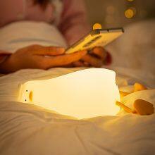 Hot Sale Duck Silicone LED Night Light For Kids Children USB Rechargeable Cartoon Animal Bedroom Decor Touch Night Lamp for Gift thumbnail-3