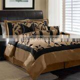 7 Pcs Gorgeous Flocking Leaf Comforter Set Bed In Coffee Black Color thumbnail-1