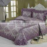 3 Pcs Gorgeous Jaquard Diamond Flower Quilt Bed Set In Purple Color thumbnail-1