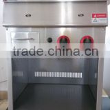 Stainless steel gas lava rock grill with cabinet