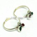 Silver Prince !! Multi Stone 925 Sterling Silver Toe Rings, Indian Fashion Silver Jewelry, Gemstone Toe Rings thumbnail-4
