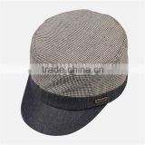 2015 fashion checked pattern unisex military caps wholesale
