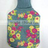 2015 New Design Customized Embroidery Rose Flower Knitted Hot Water Bottle Cover thumbnail-1